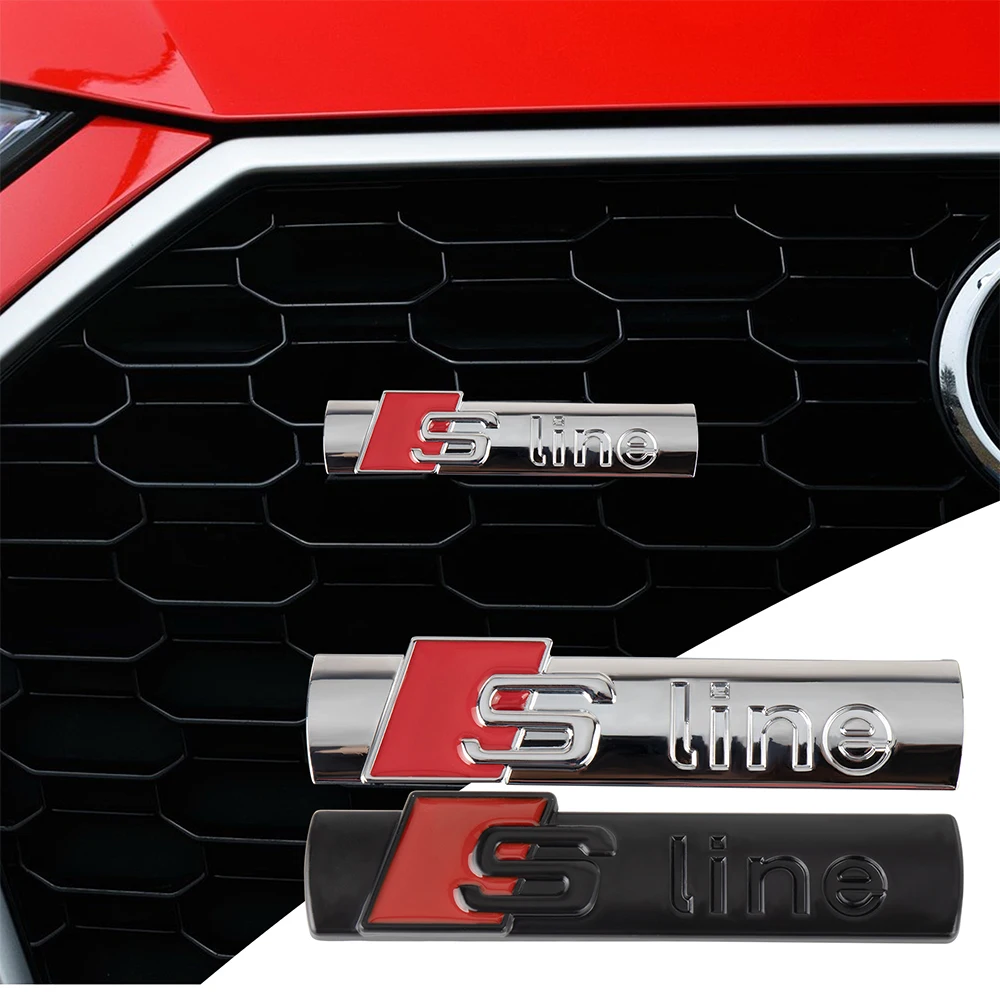 1 Pz Car Styling Sline Logo Car Front Grille Emblem Body Trunk Sticker Per Audi S Line A3 A4 B8 8P 8V B6 A5 A6 C7 Q5 B9 A1 Q7 Q3