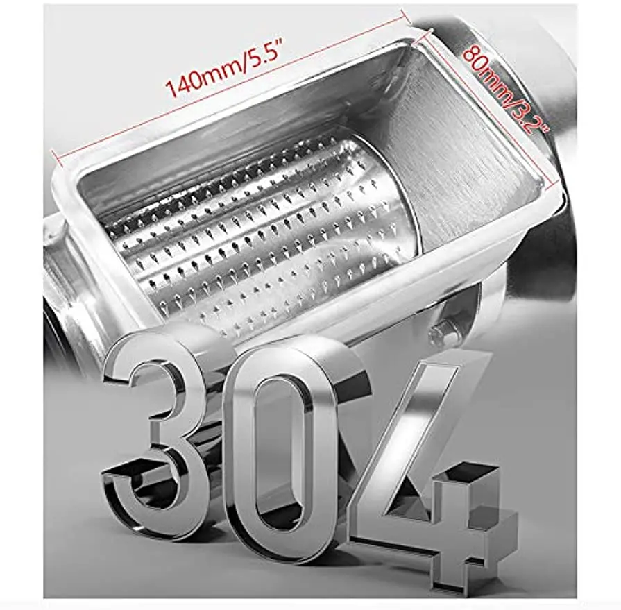 110V Electric Cheese Grater Grinder Slicer Aluminium Alloy 304 Stainless Steel