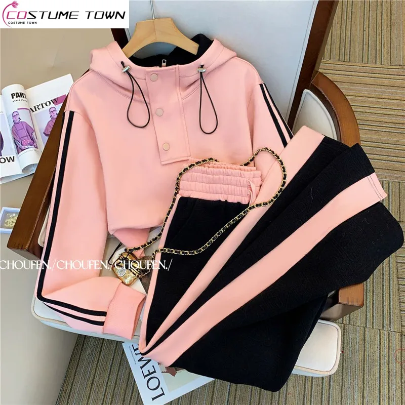 American Leisure Fashion Slim Fit Top Set Women's Autumn and Winter 2023 New Age Reducing Temperament Sports Two Piece Set