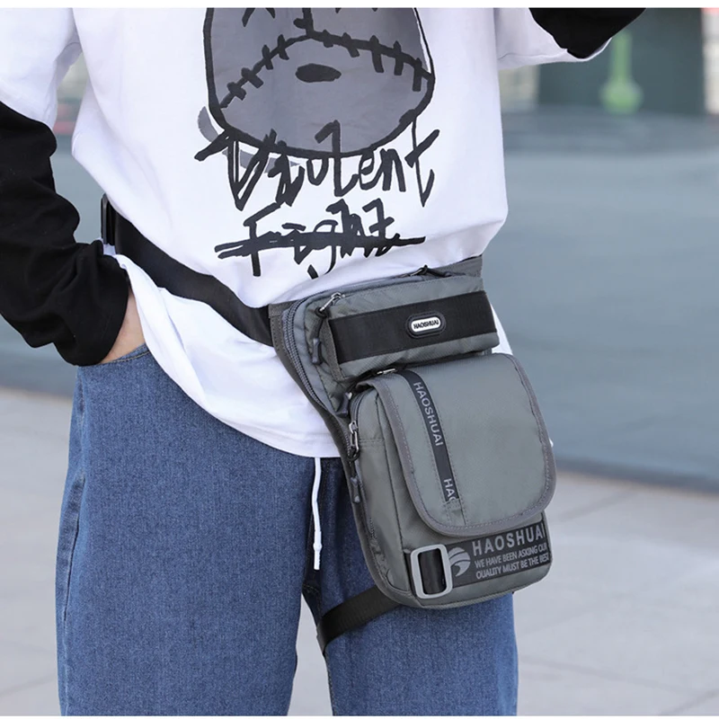 Men's Waterproof Nylon Thigh Bag - Versatile Hip and Waist Pack for Travel and Outdoor Activities