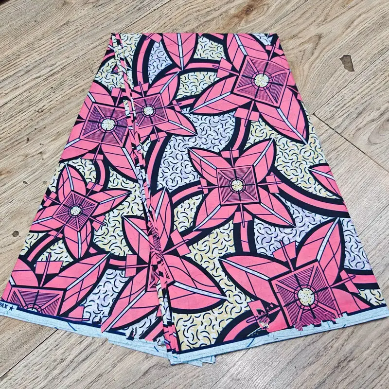2026 African Golden Wax Fabric Real Wax 100% Cotton Ankara Fabric Flower Print Batik Soft Golden Super Tissue 6 yards for Party 4
