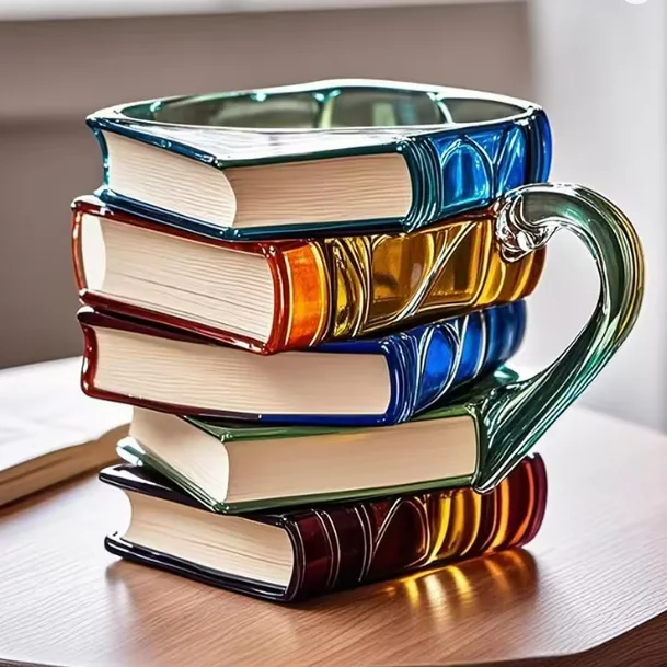 3D Resin Book Stack Coffee Mug - كوب قهوة ثلاثي ال...