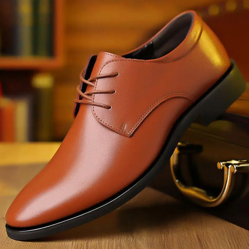 Men's Breathable Leather Shoes Black Soft Leather Soft Bottom Spring And Autumn Best Man Men's Business Formal Wear Casual Shoes
