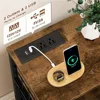 Nightstand Set of 2, Night Stand with Charging Station & LED Lights, Bedside Table with 4 Fabric Drawers for Bedroom 6