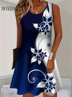 2025 Women Summer Sleeveless Bohemian Dress Fashion Imitate Cowboy Vest Flowers Print Dress Casual Tank Beach Dresses For Women - Image 6