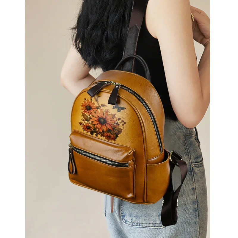 MOTAORA Women's Backpack Hand Drawn Women Bag Vintage Large Capacity Anti Theft Backpacks School Bags For Teenage Girls 2024 New