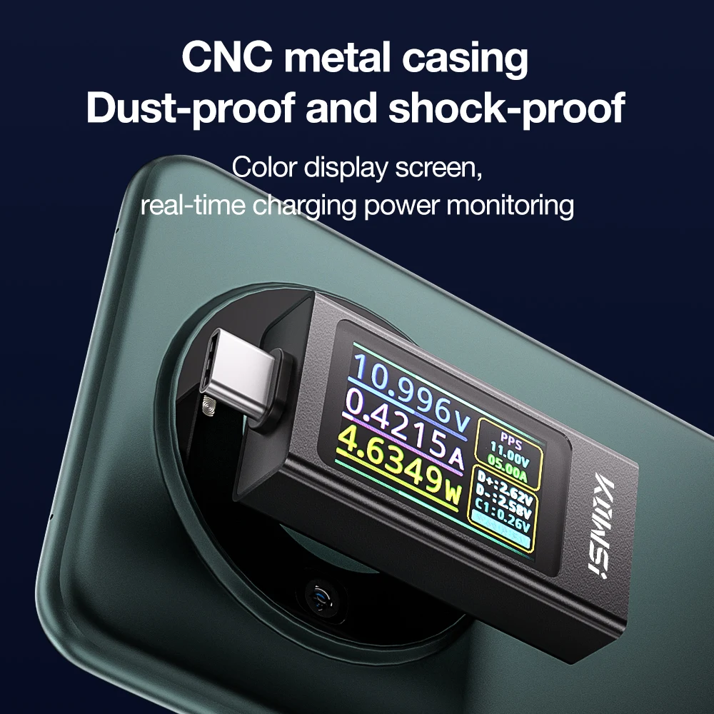 Type-C Tester with Color Screen Display - Voltage & Current Meter and Power Monitor