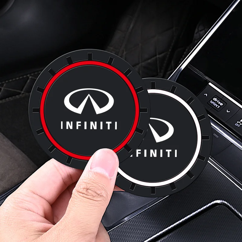 2pcs Car Cup Holder Anti Slip Insert Coaster Pad For Infiniti FX35 Q50 G37 Q30 ESQ QX50 QX60 QX70 ESQ JX35 Water Cup Holder Mats cup holder coasters cup holder inserts car coaster pads cup holder insert