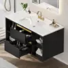 36 Inch Floating Bathroom Vanity W/ Three Holes Sink, Wall Mounted Cabinet W/ 2 Drawers & 4 Open Storge,Undermount Ceramic Basin 3