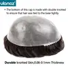0.08-0.10mm Knotted Skin Hair Toupee Microskin Man Hair Prosthesis 100% Human Hair Male Wig Mens Hair Replacement System Unit 3
