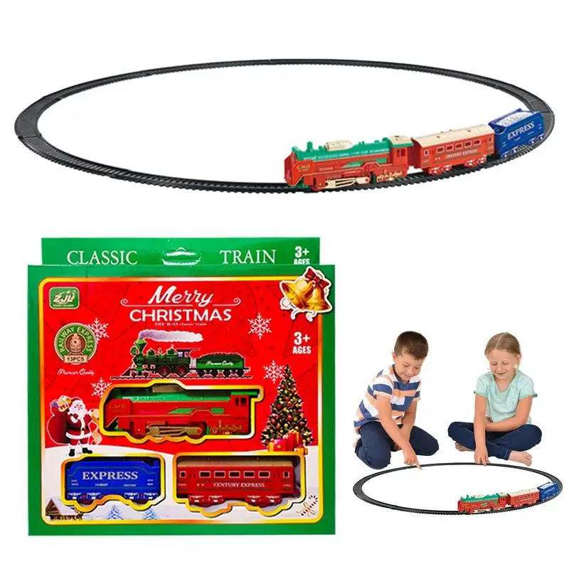 

Christmas Electric Train Set Retro Toy Train With Light Simulation Battery Operated Mini Christmas Tree Train For Birthday Gift