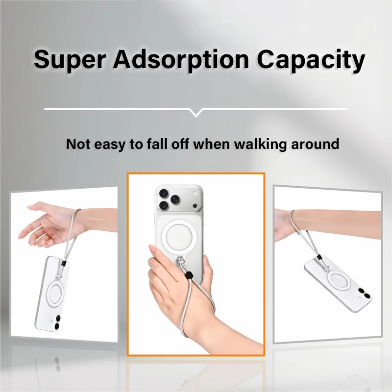 Magnetic Ring Holder with Lanyard - 360° Rotation Foldable Phone Grip