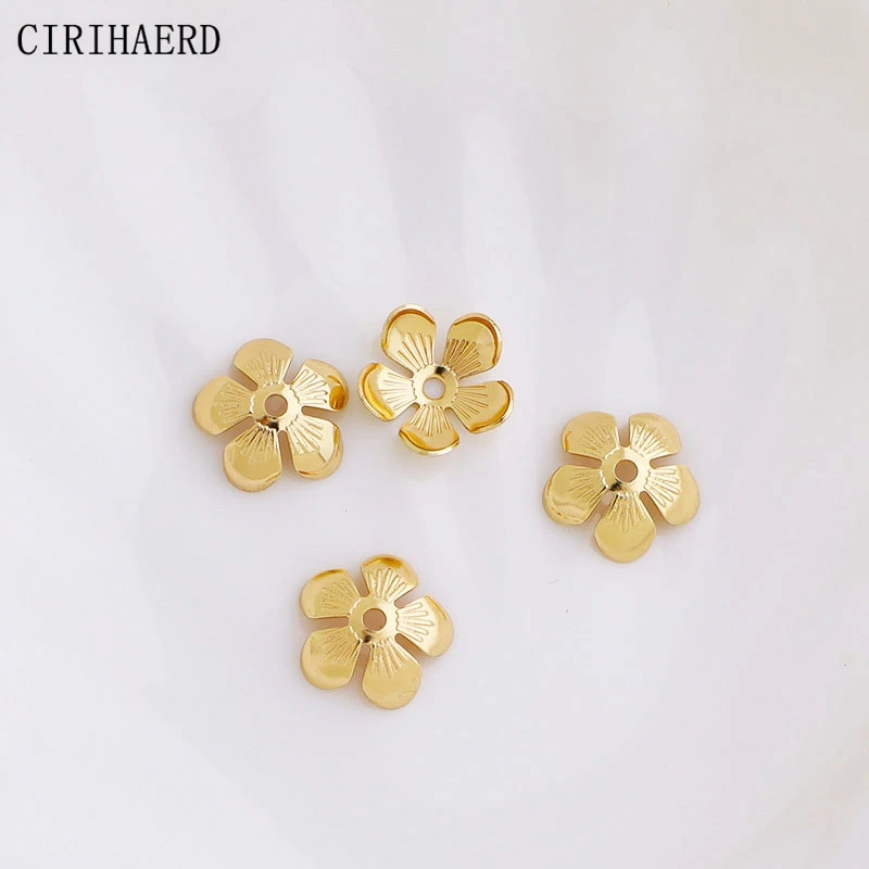 

11mm Luxury Vintage Flower Bead Cap 14K Gold Plated Brass Metal Bead Caps For Diy Jewelry Making Accessories Pendant End Caps