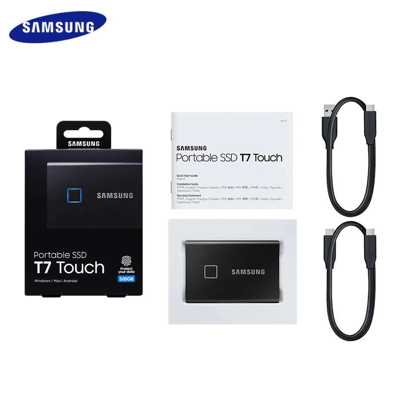 SAMSUNG Portable SSD T7 Touch USB 3.2 1TB 2TB Type-C External Solid State  Drive Fingerprint Security External SSD for Laptop PC