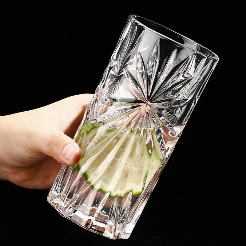 310ml/320ml Cocktail Glass Collins Cups Diamond Flower Painting Drinkware Transparent Crystal Glass Tumbler Coffee Cup Juice Cup