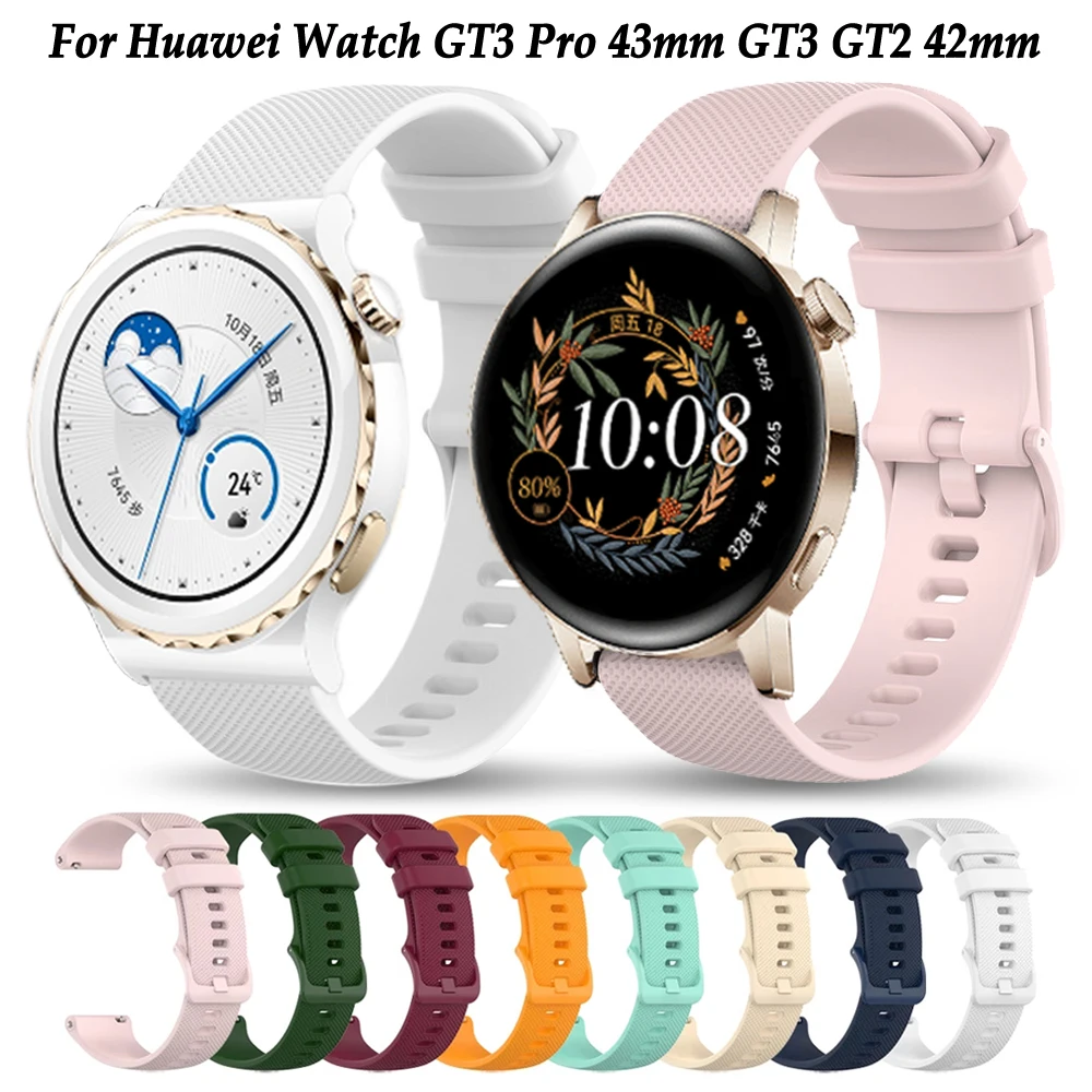 

20mm Silicone Watchband For Huawei Watch GT3 GT 3 GT2 GT 2 42mm GT3 Pro 43mm Strap Replacement Smartwatch Wristband Bracelet