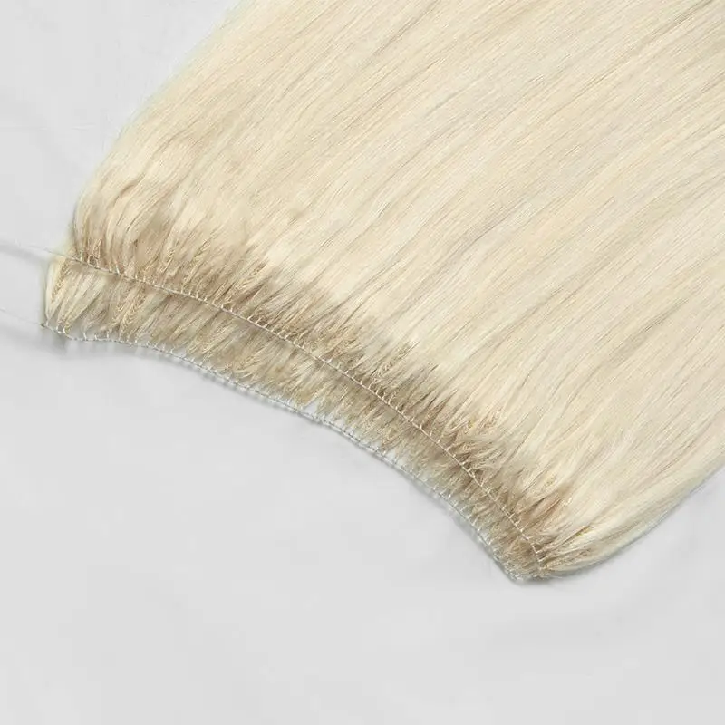 Human Hair Extensions Invisible Feather Tip Straight Blonde 50cm 120strands