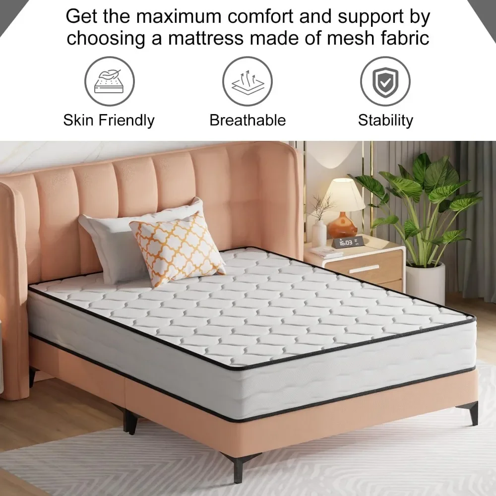 Queen Size Mattress with Innerspring and Foam, Fiberglass Free, Pressure Relief, 10 Inch Medium Firm Spring Mattress 3