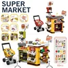 Hot  Simulation Supermarket Toys With Shopping Cart Scanner Cashier Kitchen Toys Birthday Gift Refrigerator Spray Anime Gift 6
