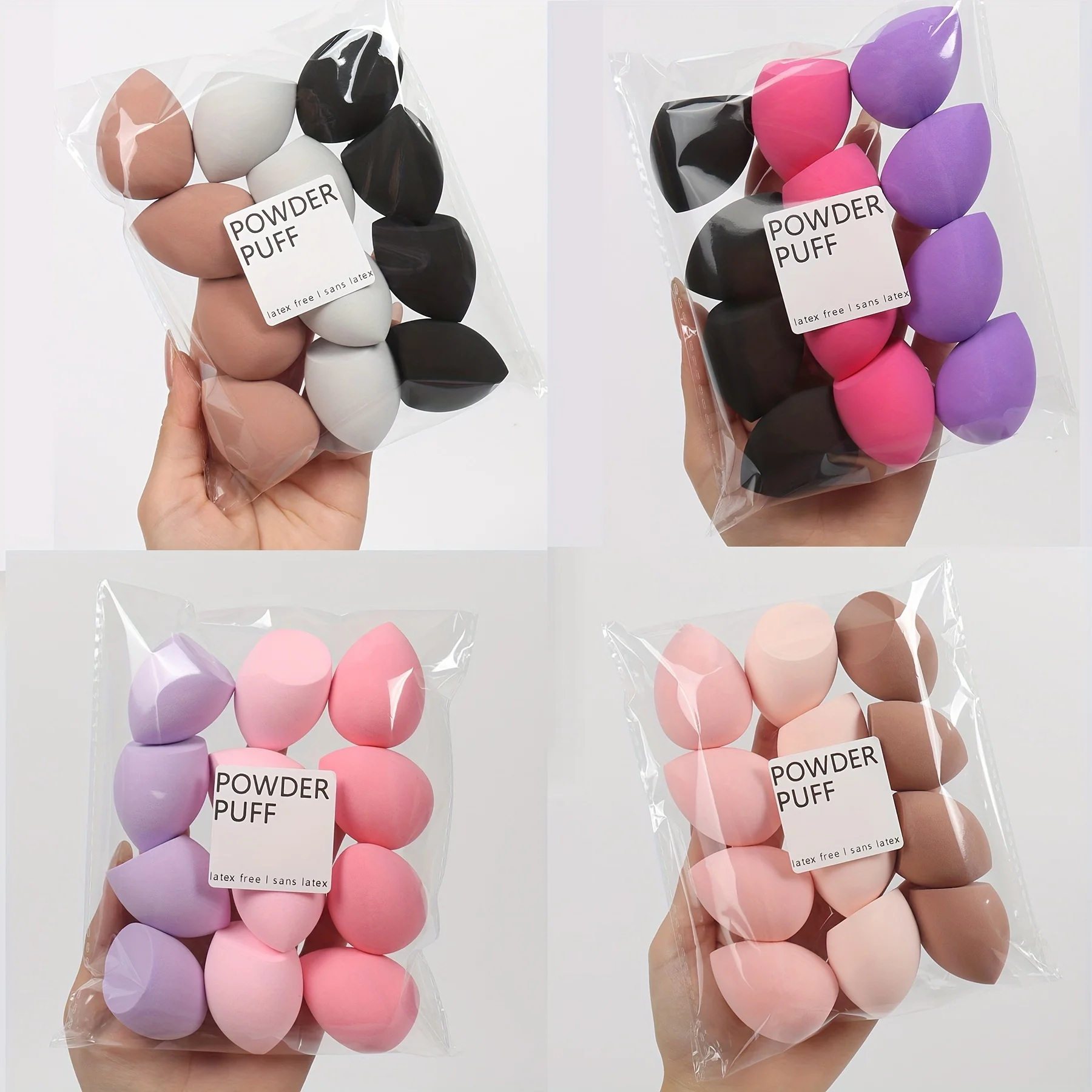 12 pieces latex free hydrophilic polyurethane beauty sponge set multi-color makeup mixing sponge, suitable for liquid and cream