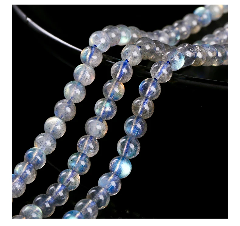 7A Naturstein Grauer Mondstein Perlen Lose Spacer Labradorit Edelstein Perle für Schmuckherstellung DIY Halskette Armband Zubehör – Detail 6