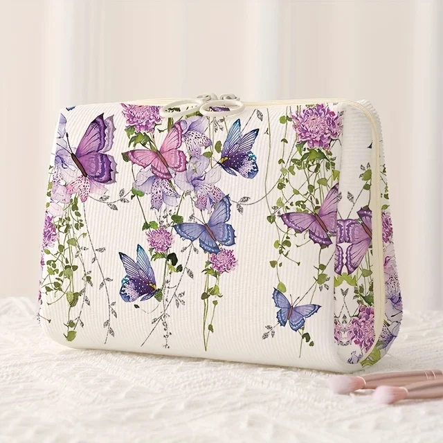Purple butterfly print pattern makeup bag Purple butterfly print pattern makeup bag
