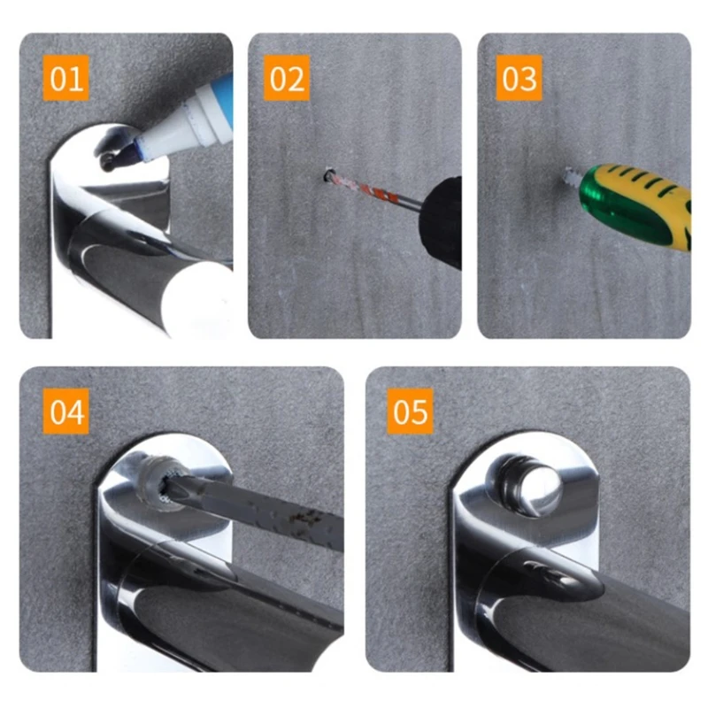 E5BE Stretchable Adjustable Stainless Steel Towel Bar 3-Tier Flexable Bathroom Rack Wall Mount Hand Towel Hanger Holder