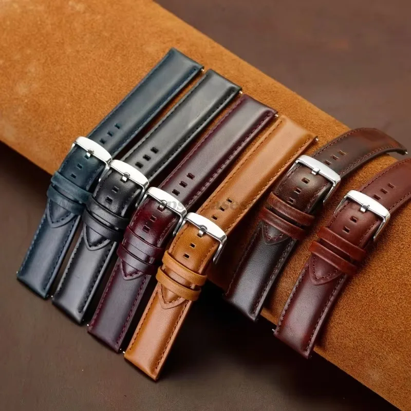 Vintage Cowhide Genuine Leather Quick Release Watch Strap Bracelet