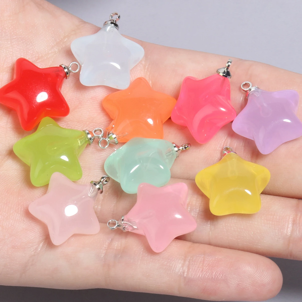 10pcs/lot Mixed Cute Resin Star charms pendants for bracelets necklace  earrings jewelry making diy Keychain parts 20x17.5mm