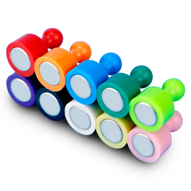 1pack = 10pcs 컬러 강한 자석 게시판 압정 메시지 냉장고 스티커 화이트 보드 자석 NdFeB 자기 무작위 색상