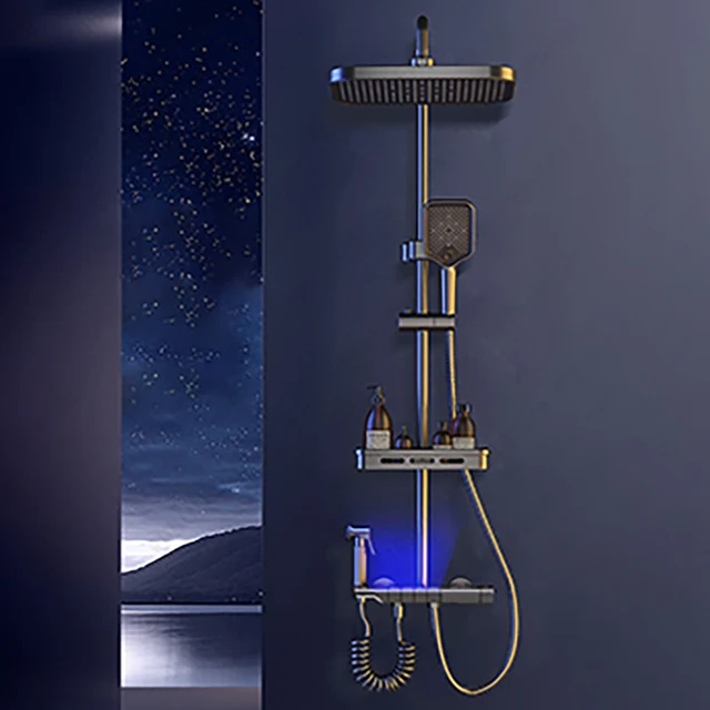 ความสูงปรับระบบฝักบัวอาบน้ําหลายโหมดชุดฝักบัวสแควร์สเปรย์ฝักบัวอาบน้ําแรงดันสูง Combo ใหม่อุปกรณ์ห้องน้ํา 1