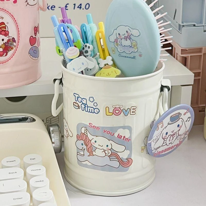 Kawaii Sanrio Pen Holder Large Capacity Cosmetics Organizer Desktop Storage Bucket Ballpoint Pen Storage Bucket School Supplies