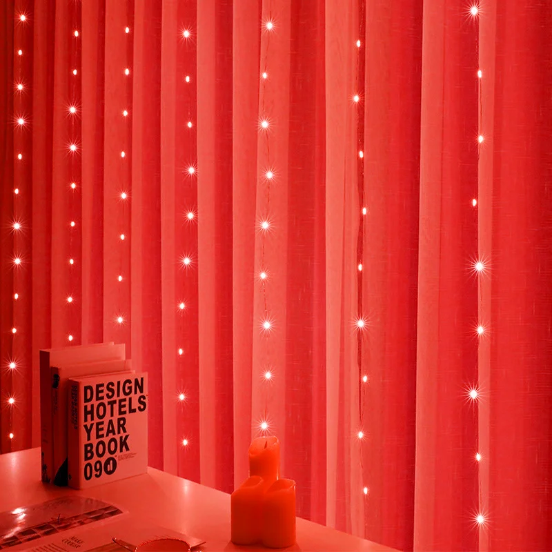 thumbnail image 1 of Guirnalda de cortina LED de 3 m para ventana, cadena de luces USB, adorno de hadas, control remoto, decoraciones navideñas de Año Nuevo para la habitación del hogar, 1 of 5