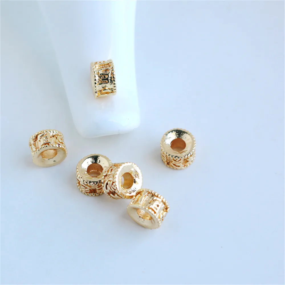 

Vintage Grain 4x7mm Large Hole Barrel Bead 14K Gold Plated Spacer Beads for DIY Jewelry Making Components Bracelets Accessories