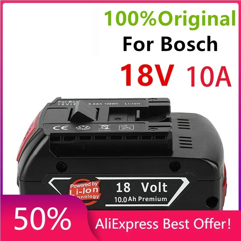 

100%Original18V 10ah Rechargeable Lithium Ion Battery for Bosch 18V 6.0A Backup Battery Portable Replacement BAT609