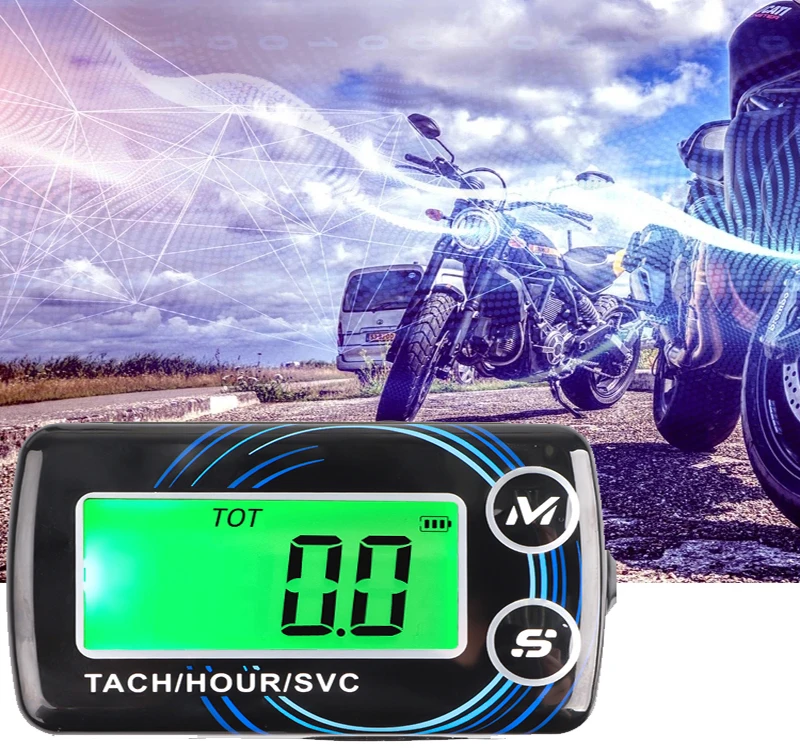 Tachometer Gauge Digital Tach Hour Meter Engine Waterproof LCD Display RPM For Motorcycle Motor Stroke Car Boat