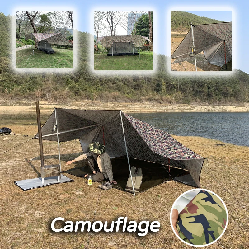 Grande Bâche De Camping Camouflage - 300x300 Cm - Imperméable & UV - Tente & Ombrage