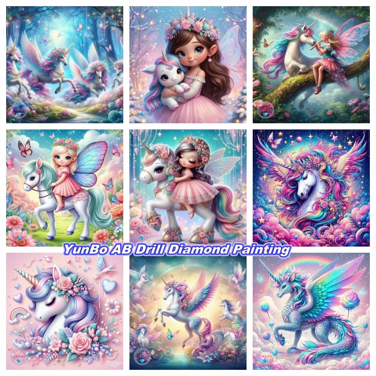 

Rainbow Unicorn Elf Girl DIY AB Diamond Painting Fantasy Cartoon Embroidery Cross Stitch Rhinestones Craft Home Decor Kid's Gift