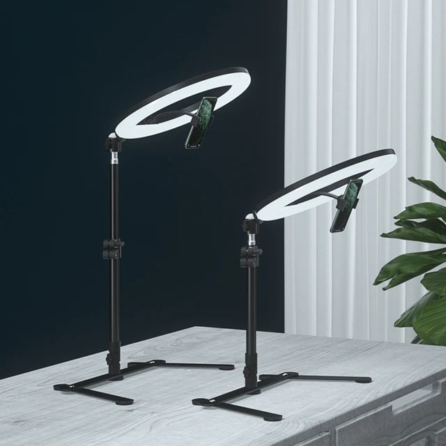Desk Ring Light With Stand, Circle Light With Phone Holder