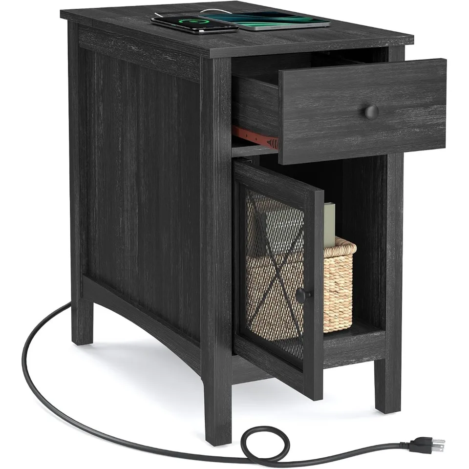 Multifunctional Side Table with USB Ports and Storage