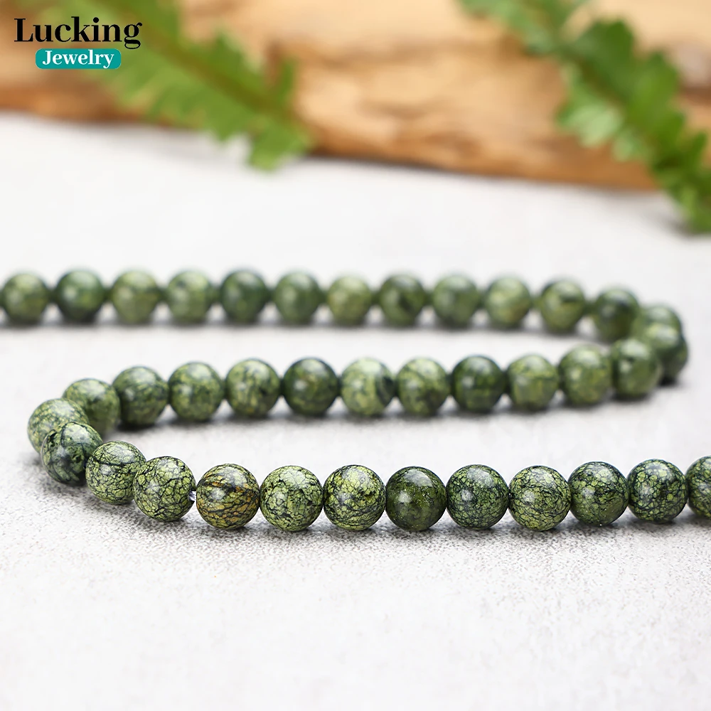 A+ Natural Russian Serpentine Jade 6-10mm Smooth Round Loose Beads - DIY Jewelry Making for Bracelets, Necklaces, Craft Supplies 4