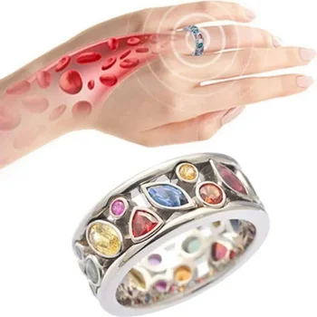 2024 Boho Magical Colorful Crystal Ionix Ring Therapy Zircon Ring for Women Men Weight Loss Drainage Magnetic Couple Jewelry 1