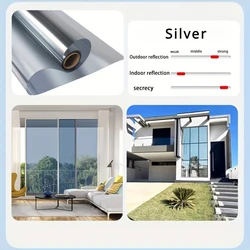 Reflective Privacy Window Tint Film - Self - Adhesive Sun and UV Blocking Decor (Silver - 40 200cm)