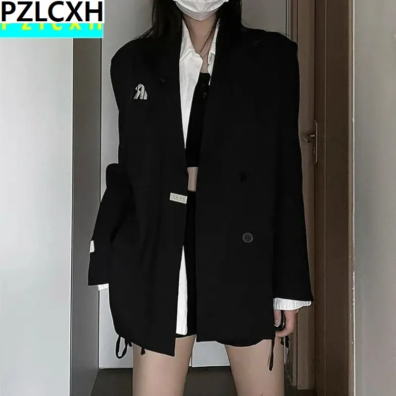 2023New Chic Designer Office Ladies Coats  Luxury Brands Black Blazer Women Long Sleeve Spring Autumn Jacket Slim Korean Fashion