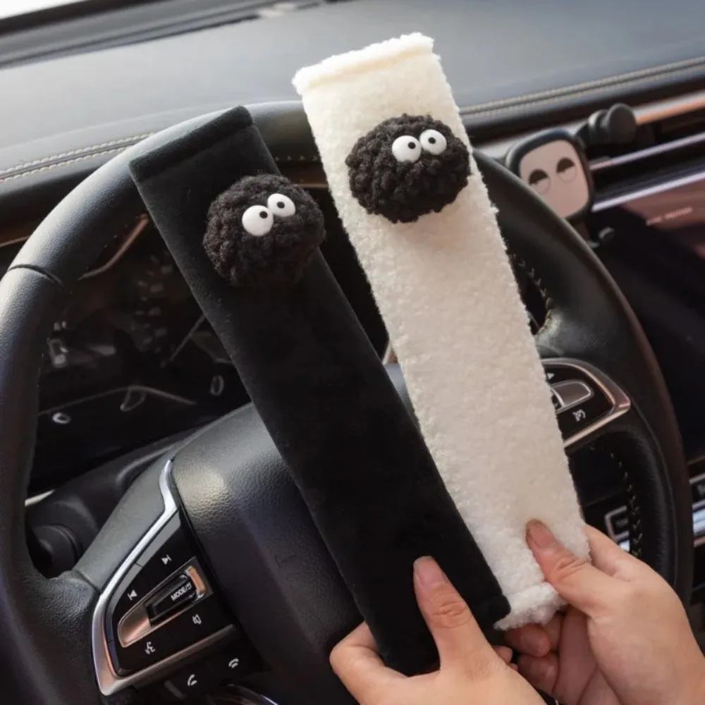 Black Car Seatbelt Cover - Cartoon Design for Interior Decoration and Protection