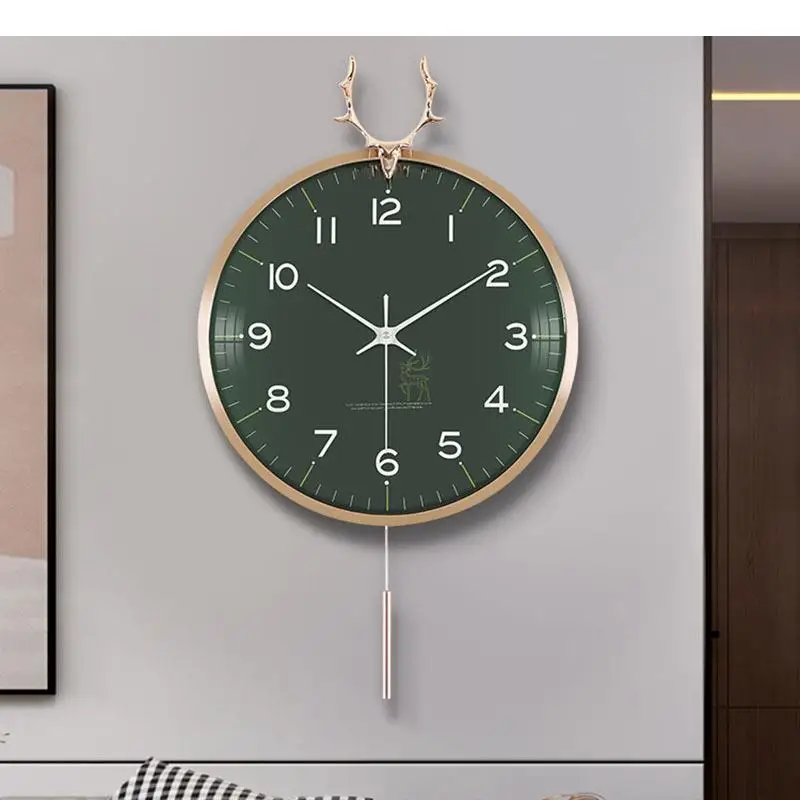 

Golden Antlers Wall Clock Modern Design Silent Sweep Needle Clocks Hanging Timepiece Wall Decorations Living Room Wall Ornaments