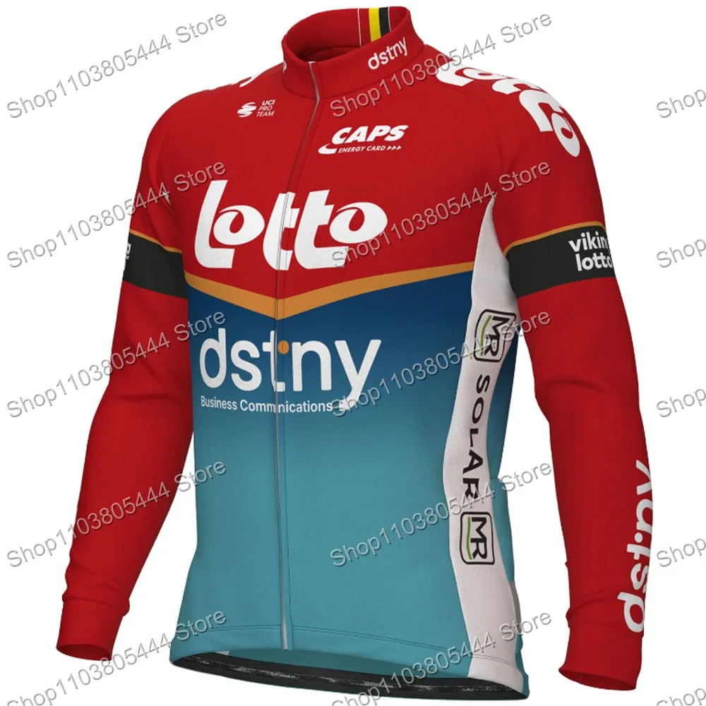 Lotto Dstny Belgium Champion Men's Cycling Jersey Autumn Long Sleeve Road Bike Tops Shirts MTB
