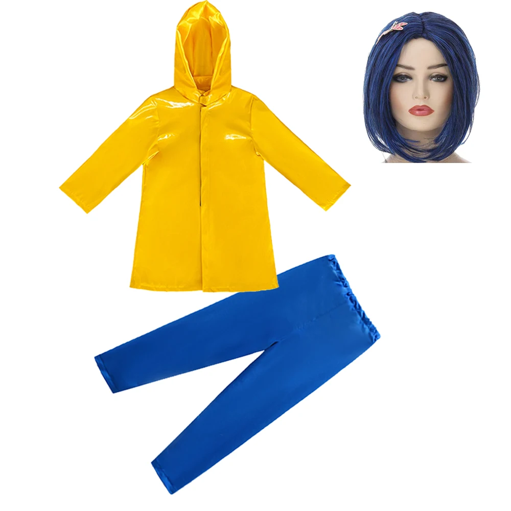 Halloween Costume Kids Cosplay Caroline Hoodie Pants Wig