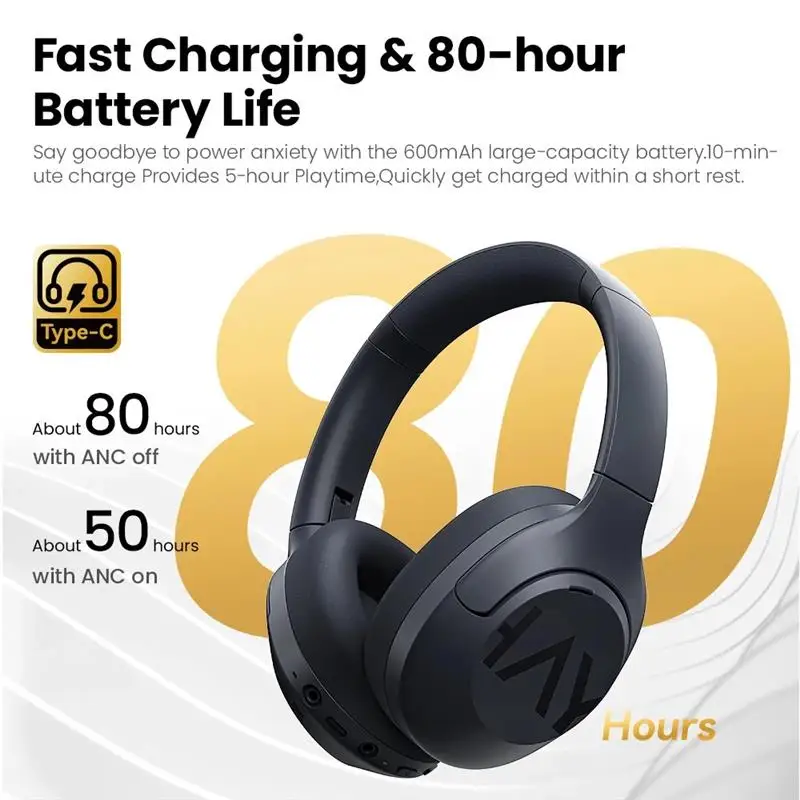 

Беспроводные Bluetooth 5,4 наушники HAYLOU S30 с микрофоном, шумоподавляющие наушники, Hi-Res аудио 43dB активные 40 мм наушники с Драйвером