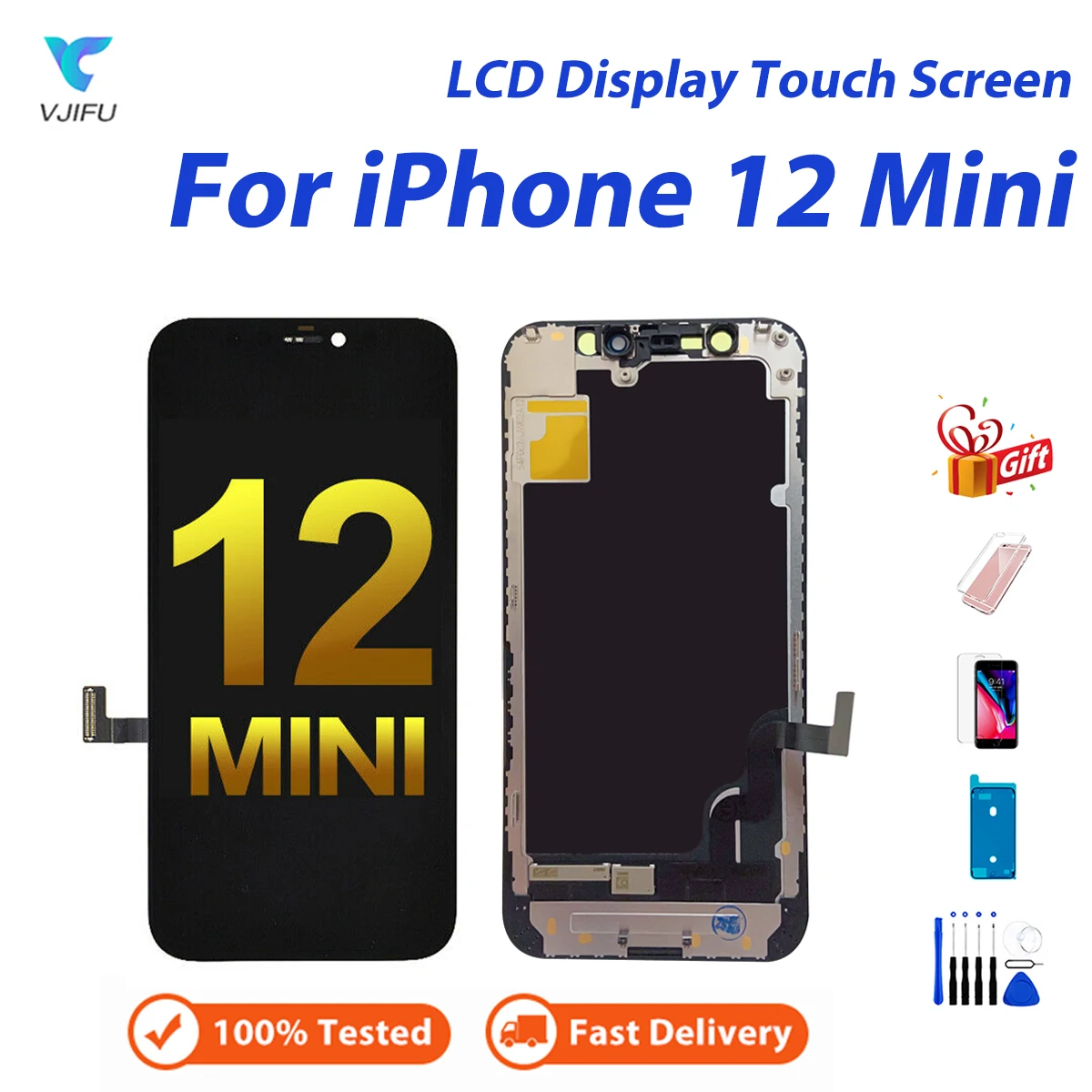 

For iPhone 12 Mini Screen Replacement LCD Display Touch Assembly 3D Touch Grade AAA+ Incell Quality with Free Tool Tempered Film